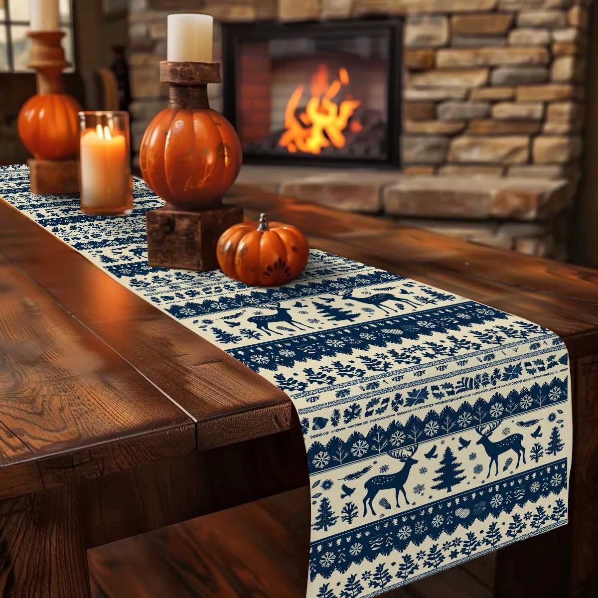 Christmas Christmas Silhouette Deer Snow Plant Table Flag Table Runner Home Christmas Decoration Party Table Runner Multiple SizesGift Y251113