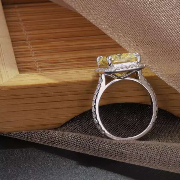 Starsgem Jewelry Canary Color Radiant Cut Cubic Zirconia Side Moissanite or Cz Ring
