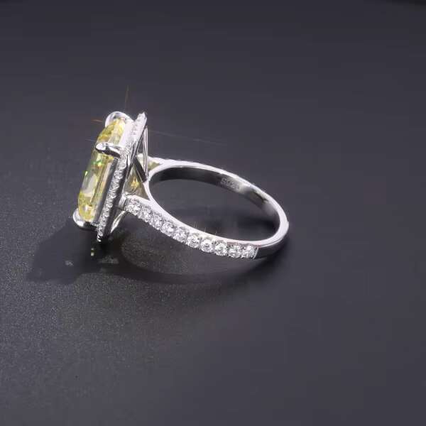 Starsgem Jewelry Canary Color Radiant Cut Cubic Zirconia Side Moissanite or Cz Ring
