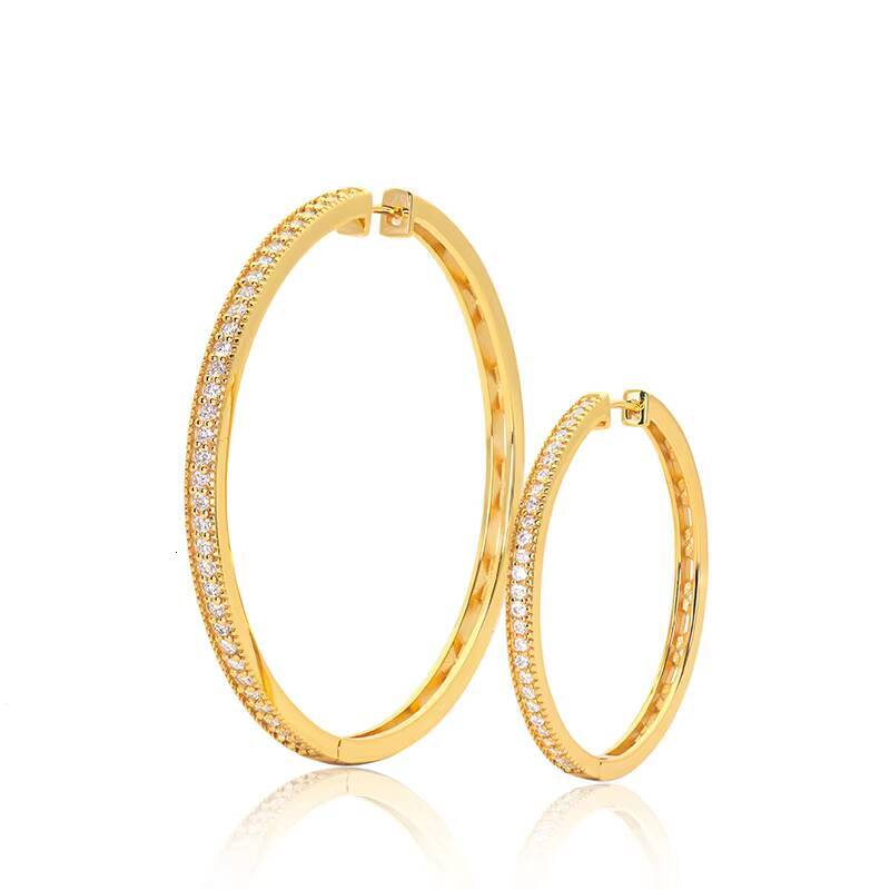 Hip Hop Women Earrings 925 Sterling Silver 60MM Moissanite Diamond Drop Hoop Earrings