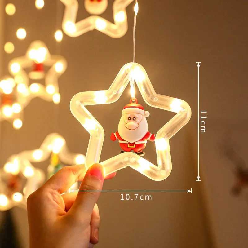 LED Christmas String Lights Room Garland Curtain Lamp USB Plug Star Santa Claus Decoration Lights for Bedroom Living Room Window M251113