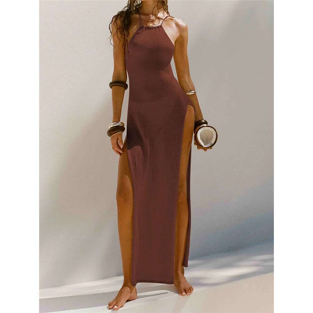 New Sexy 12 Colors High Slit Crochet Knitted Tunic Cover Up Cover-Ups Dress Beach Wear Beachwear Female Women K5316