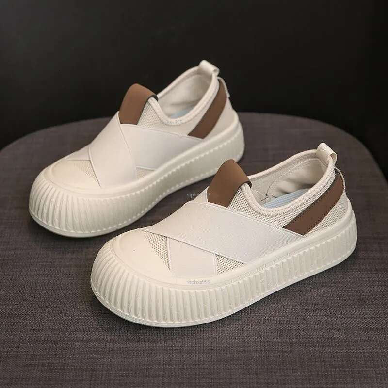 New Free Shipping Designer Shoes Little White 2025 Summer Breathable Mesh Face Biscuit Canvas With One Step Thick Sole Women's Versatile Board Sh