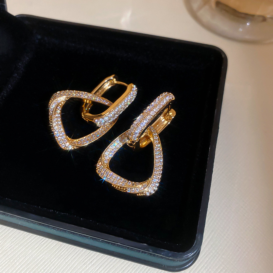 Elegant Real Gold Coated Zirconium Earrings Chic Designer Accessory - view 5
