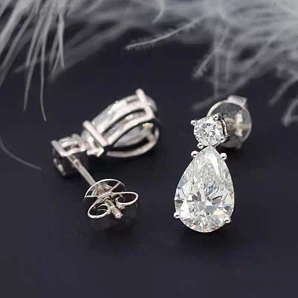 19cttw Full Moissanite Dangle Drop Earrings for Women Pear Shape Round Cut Diamond 925 Sterling Silver Wedding Jewelry With GRA