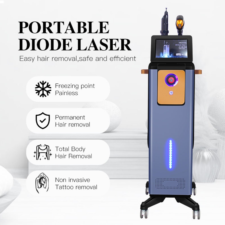 Professional 2 in 1 Picosecond Laser Black Swan Tattoo Removal Carbon Peeling Ice Titanium Triple Wavelength 755 1064 808 Diode Laser Hair Removal M