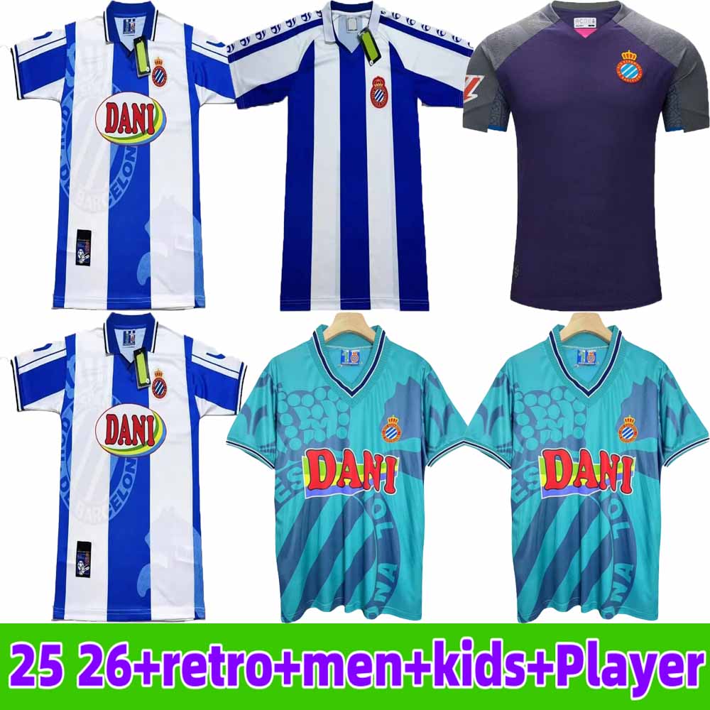 25 26 Jersey Fans Tops Tees 1984 1989 96 97 98 RCD Espanyol Retro Soccer Jerseys Home Football Shirt Uniforms
