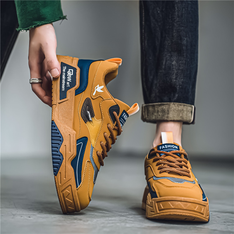 2025 Spring New Men's Low-Top Casual Sneakers - Breathable Leather Athletic Running Shoes for Men, Fashion Versatile Streetwear