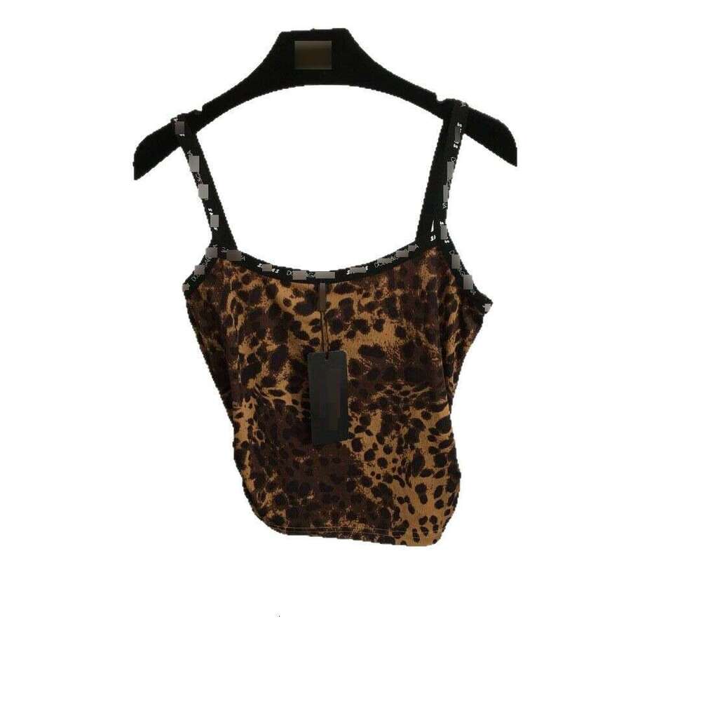 2025 women's new popular letter wrapped leopard print slim fit pure cotton camisole vest