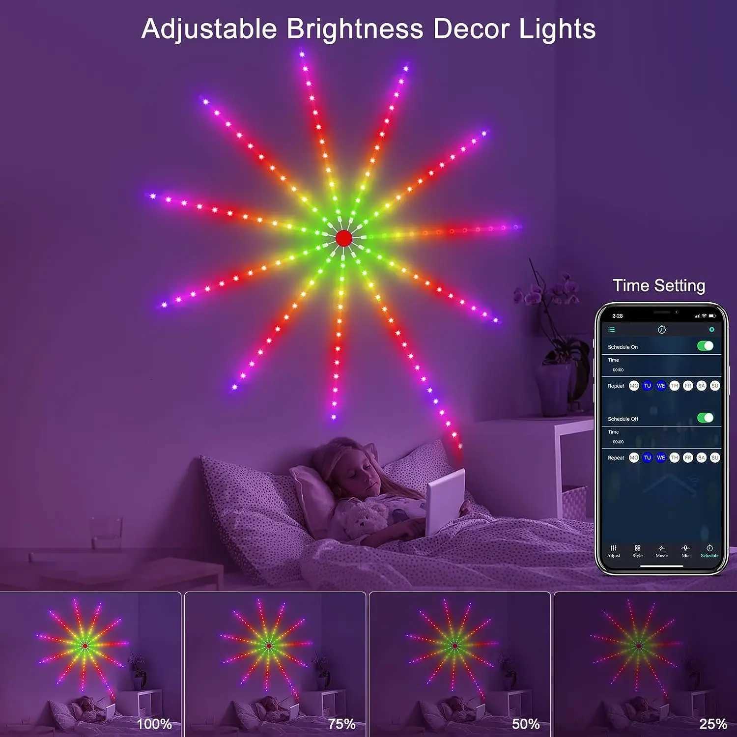 2025 Christmas Light Smart Fairy Firework Bluetooth Light Strip Festoon Home Wall Bedroom Computer Room Decor Holiday Party Lamp M251113
