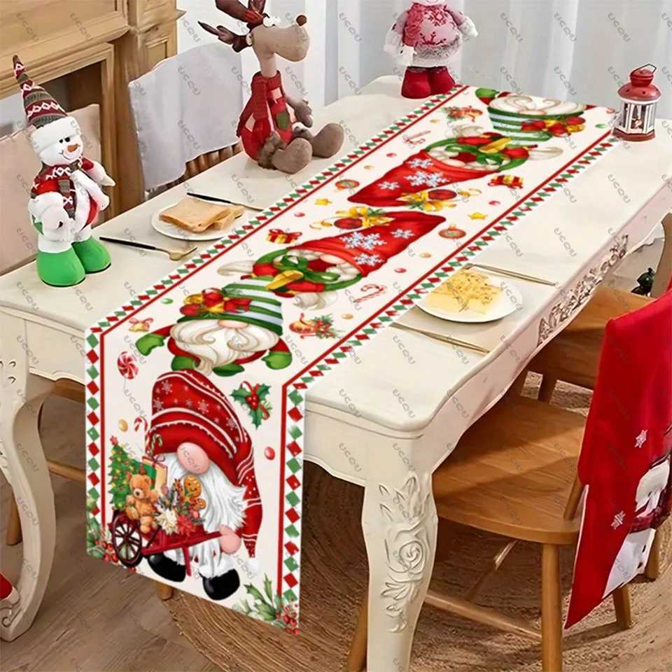 Christmas Gnome Style Christmas Table Runner Bohemian Holiday Decorative Tablecloth Flag Family Party Rectangular Kitchen Santa Claus Gift Y251113