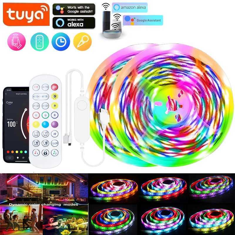 WS2812B 5050 RGBIC Smart LED Strip DC5V Flexible Tuya WIFI RGB Neon LED Light Chasing Effect Lights APP Control for Alexa Google W251112