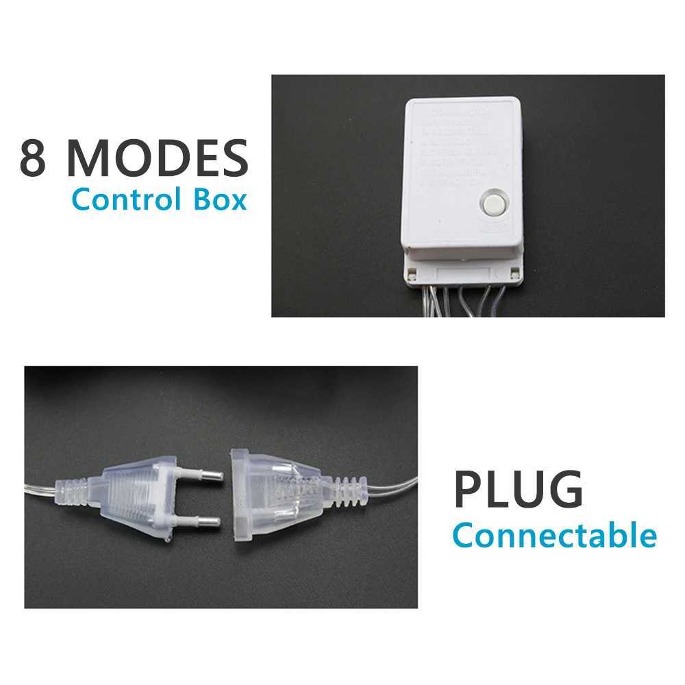 138LED Star String Light Waterproof 8 Modes Warm White Curtain Lights for Ramadan Party Bedroom Wedding Christmas Decoratio M251113