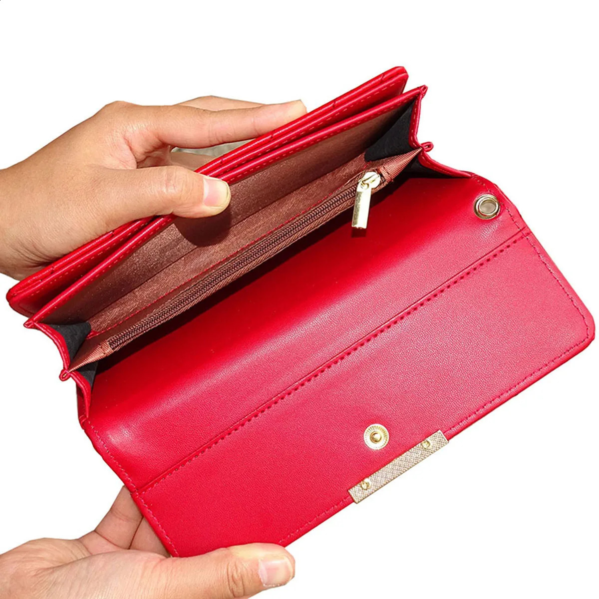 Womens Wallet Credit Card Clip High Quality PU Leather Wallet Womens Long Buckle 3-Fold Coin Wallet Womens Clutch Bag 250410