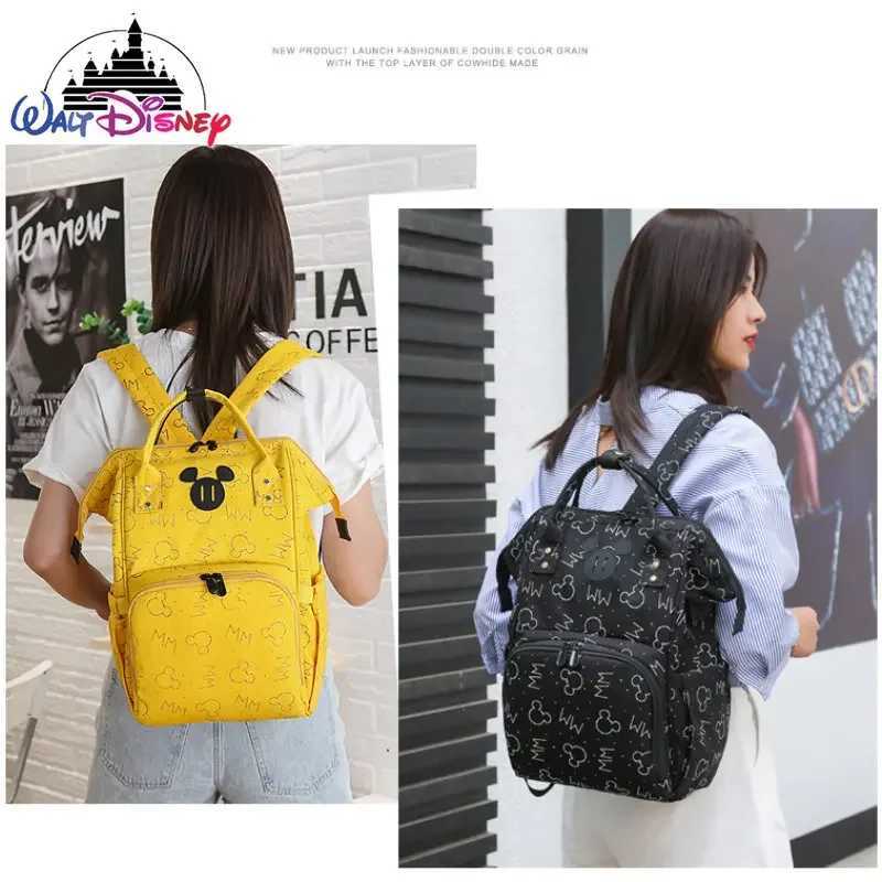 Disney Mickey New Diaper Bag Backpack Cartoon Fashion Pregnant Womens Bag Large Capacity Multifunctional USB Baby Diaper BagXJ250412