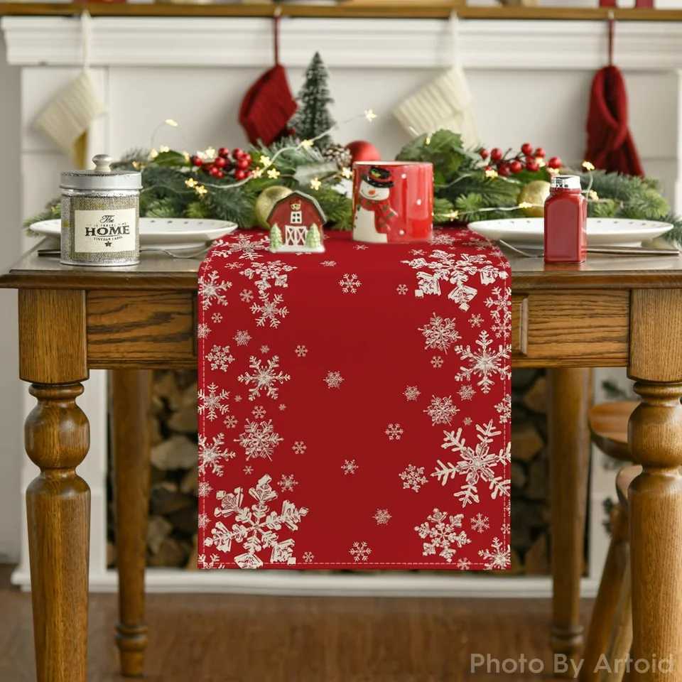 Christmas VIKAMA Christmas Winter Table Runner Christmas Kitchen Table Decoration Cabinets and Tabletops Tablecloth Home Decoration Y251113