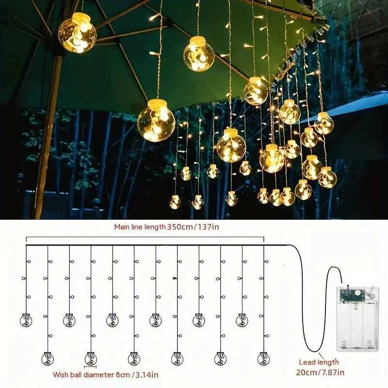 1 PC ing Ball Curtain String Light Battery Box Garden Lamp Starry Sky LED Camping Lights New Year Christmas Room Decoration M251113