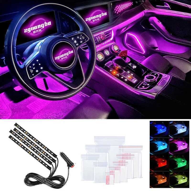22cm Car Neon Light Foot Light LED Interior Decoration Backlight Cigarette Lighter USB Atmosphere Lamp Vehicle Accessories W251112
