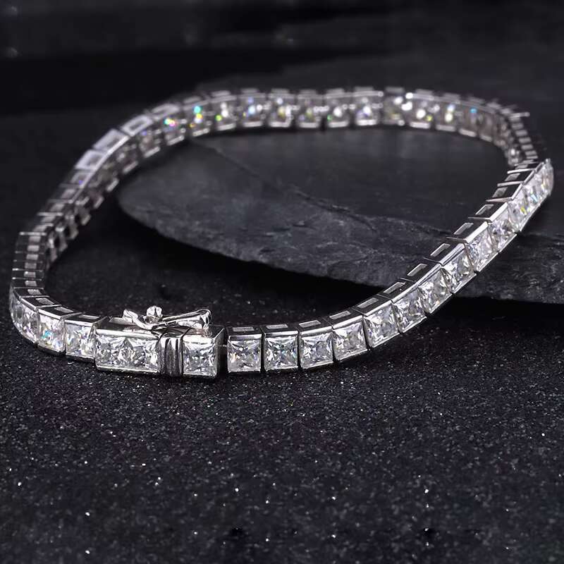 2mm 3mm Wholesale Price Starsgem White Moissanite Brilliant Cut Diamond Eternity Setting S925 Sterling SilveR Tennis Bracelet