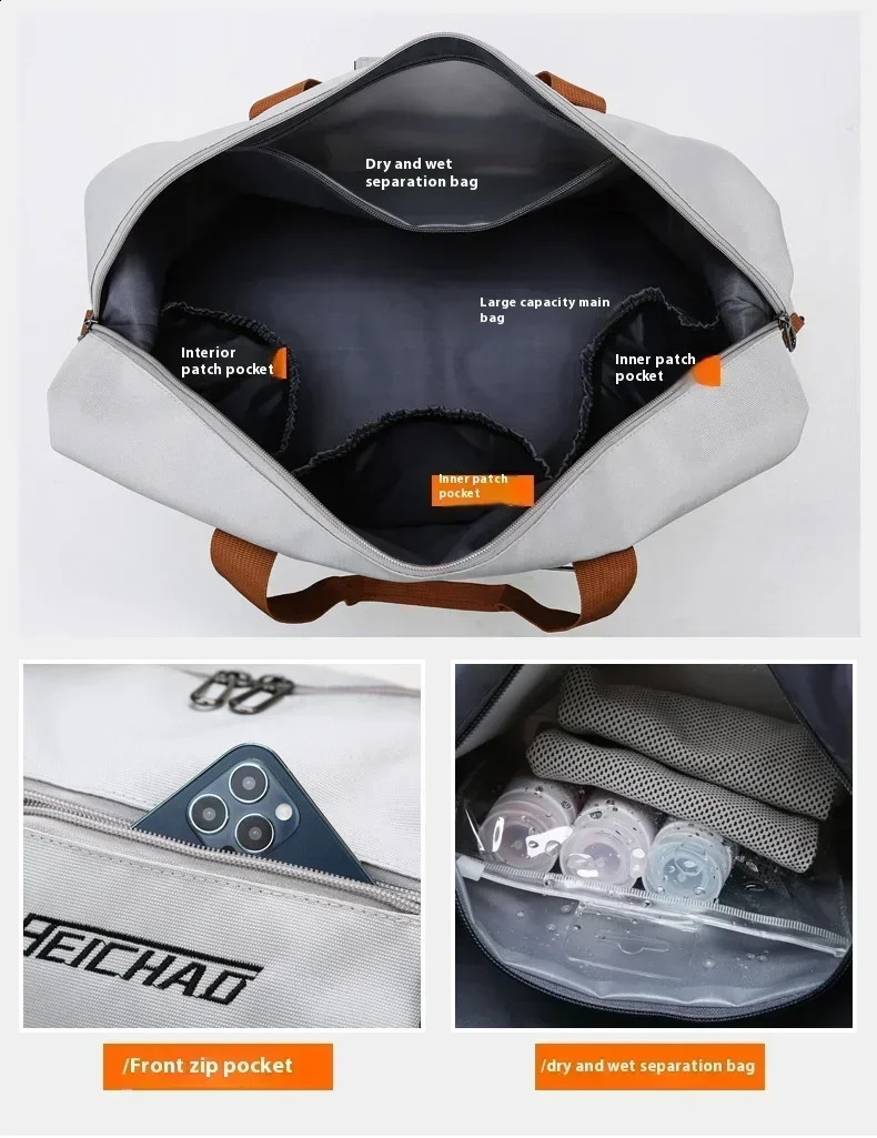 Large Capacity Travel Gym Bag Short-distance Luggage Portable Fitness Bags Shoulder Crossbody Handbags Mens Sports Waterproof B250403