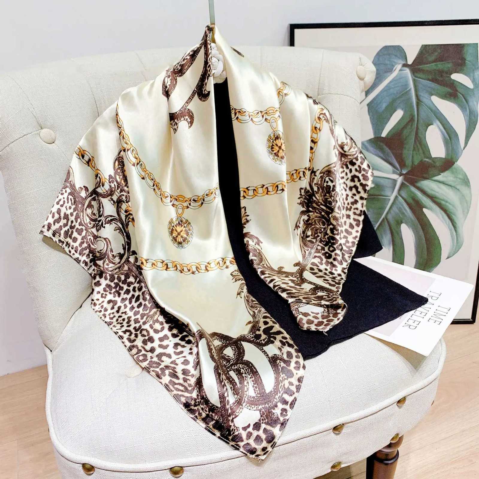 9090cm Square Silk Scarves Women Foulard Head off Ladies Shl Wr Muffler Pareo Bandanna Female Chiffon Hijab Poncho Beach W251113