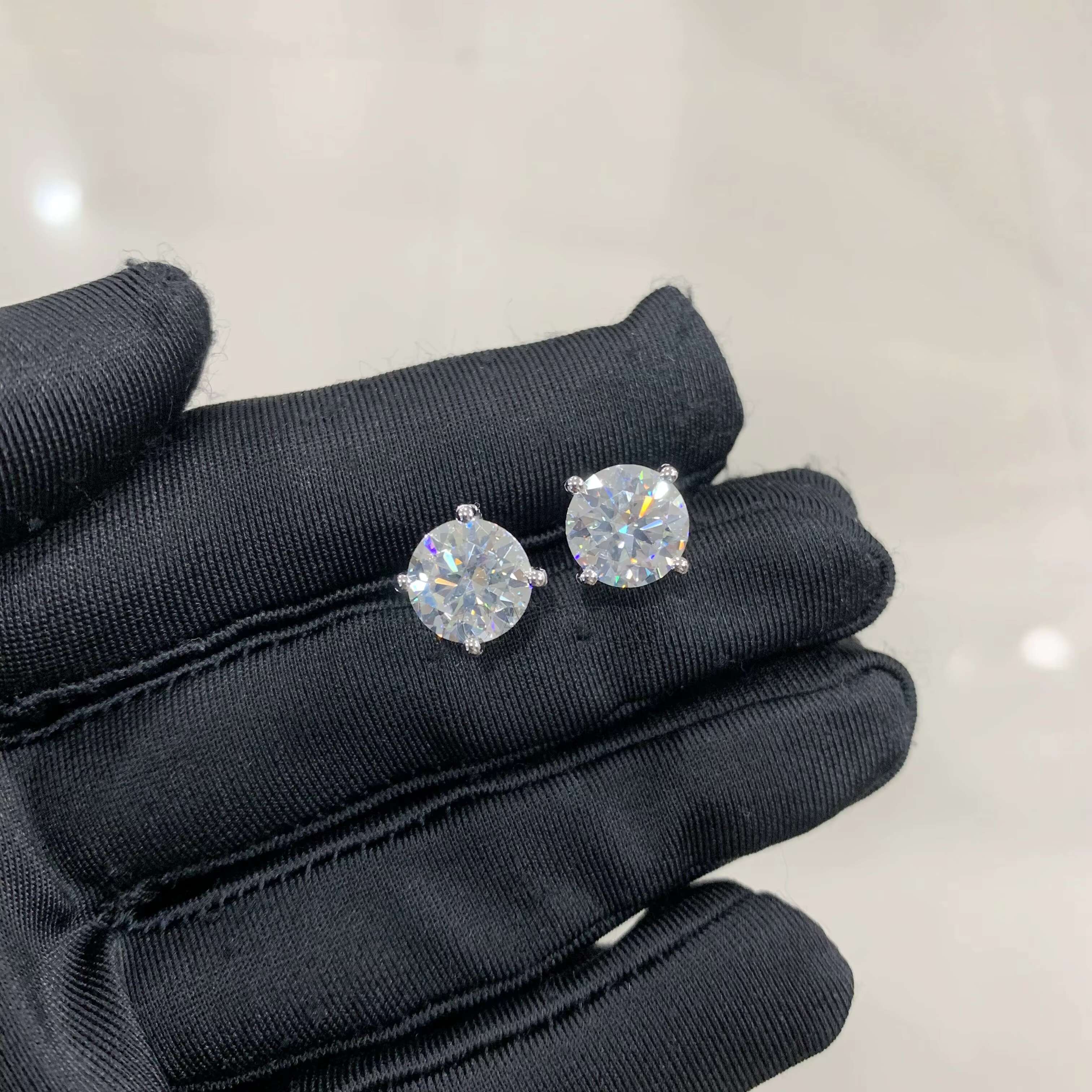 Cadermay 9mm 3ct Moissanite Diamond Earrings 4 Prons Screw Push Back Synthesis Moissanite Solitaire Stud With GRA Certificate