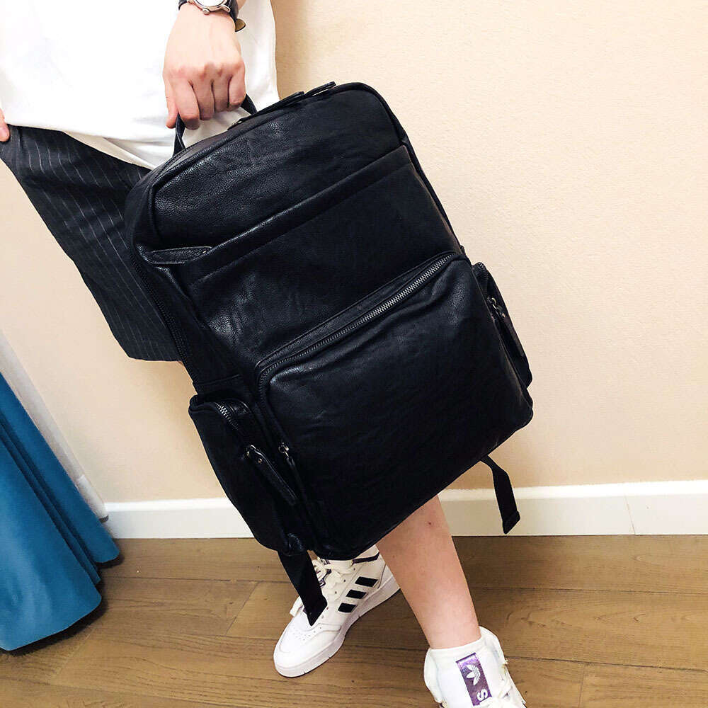 Backpack Personalized Youth Computer for Men, Soft Leather Casual Men's Backpack, Large Capacity Travel Bag