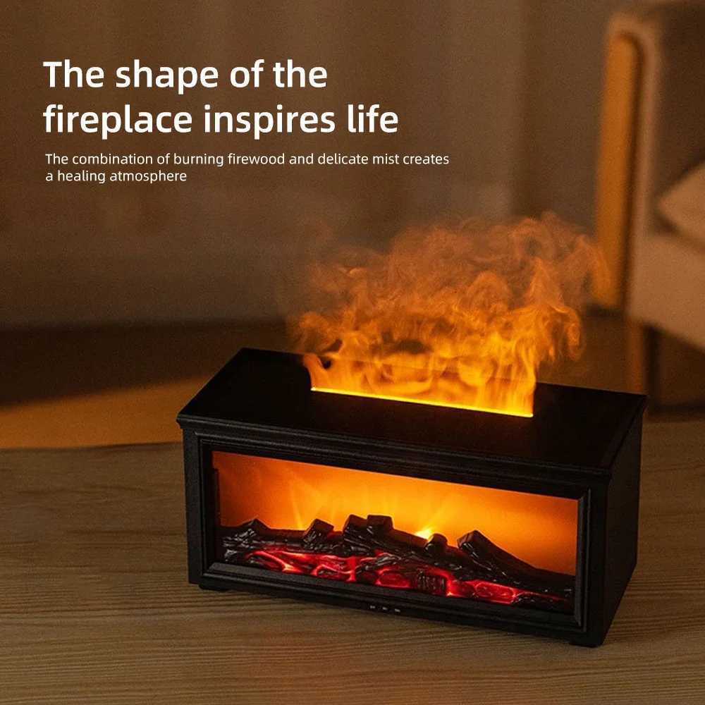 Desktop Fireplace with Atmosphere Light - Portable Simulation Fireplace Heater for Bedroom Home Office Decorations - Creative Y251113as