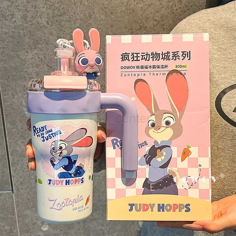 Disney Zootopia Judy Hopps Nick Wilde Thermos large capacity easy to carry outdoor home office cup childrens birthday gift H251203