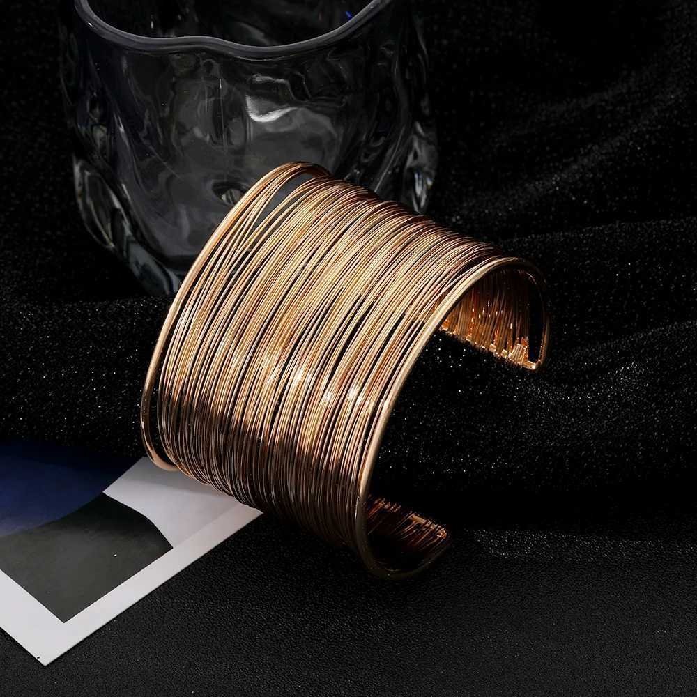 IPARAM Creative Gold Color Metal Wire Bracelet for Women Men Open Mouthed Intersecting Intertwined Bangle Fashion Jewelry GiftsC250411