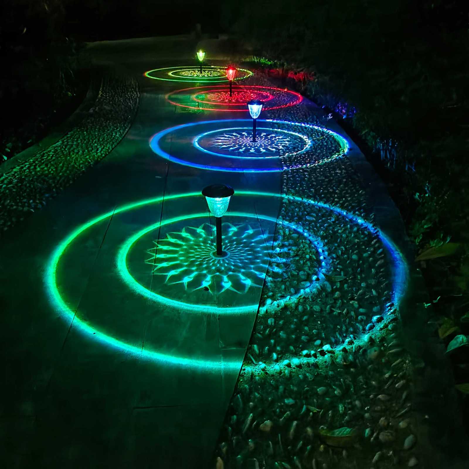 Solar Lights Outdoor Waterproof RGB Color Changing Garden Lights Solar Powered Auto On/Off Outside Grass Path Landscape Lighting M251113