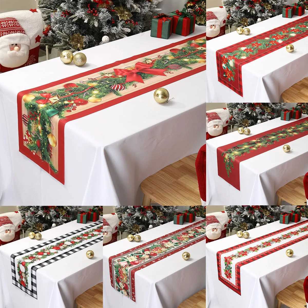 Christmas Christmas Table Runner Xmas Table Flag Cover Merry Christmas Decorations for Home 2024 Navidad Gifts New Year 2025 Tablecloth Y251113