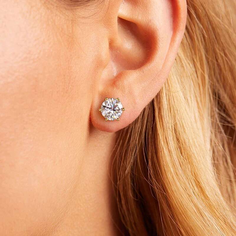 GRA 0.5-1CT Brilliant Thread Lacework Moissanite Diamond Stud Earrings For Women Real 925 Sterling Silver Wedding Fine Jewelry