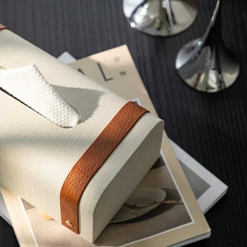 Modern Black Brown Leather Buyer Paper Box Living Ro Ornaments Dining Table Coffee Table Decorations Tissue Box for Bedro Y251112