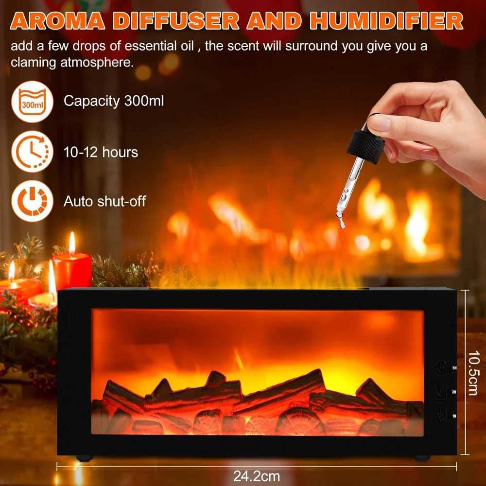 Air Humidifier Essential Oil Diffuser with Flame LED Light 7 Colors for Aromatherapy Home Fragrance Decor Y251113