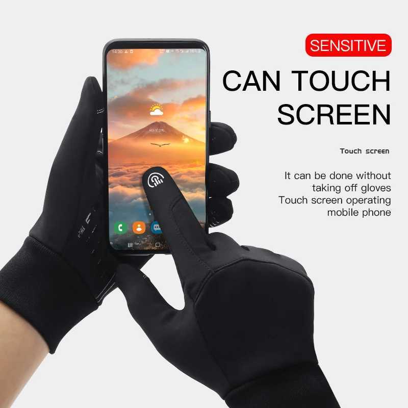 Winter Gloves Men Cycling Bike Women Thermal Fleece Cold Wind Waterproof Touch Screen Bicycle Warm Outdoor Running Skiing MittenC250412