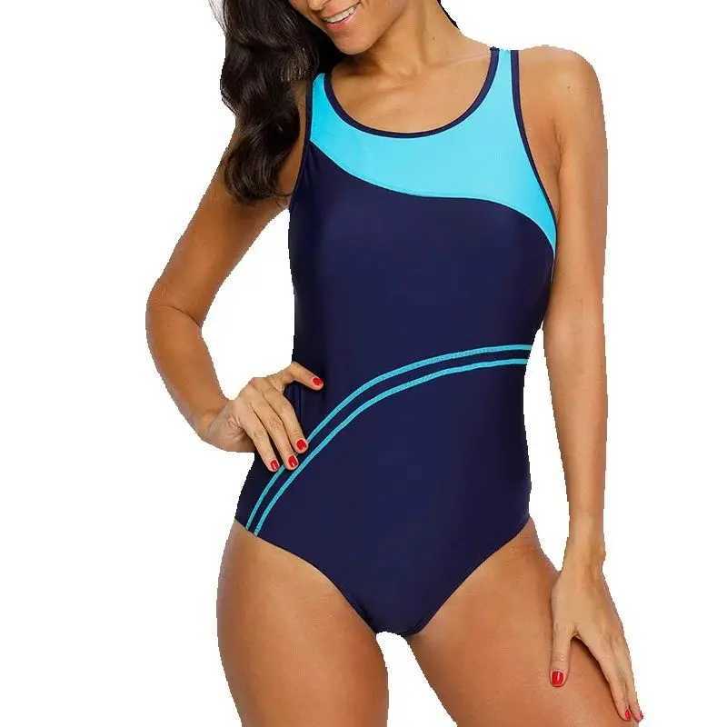 Anfilia One Piece Women Sports Swimwear sport swimsuit patchwork swimsuit Striped Swimsuit Women Bikini Beach Wear Bathing SuitW251113
