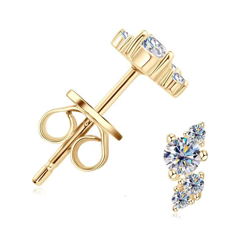 Trendy 925 Sterling Silver Gold Plated Moissanite Earrings Wholesale Flower-Shaped Studs for Weddings Parties and Gifts