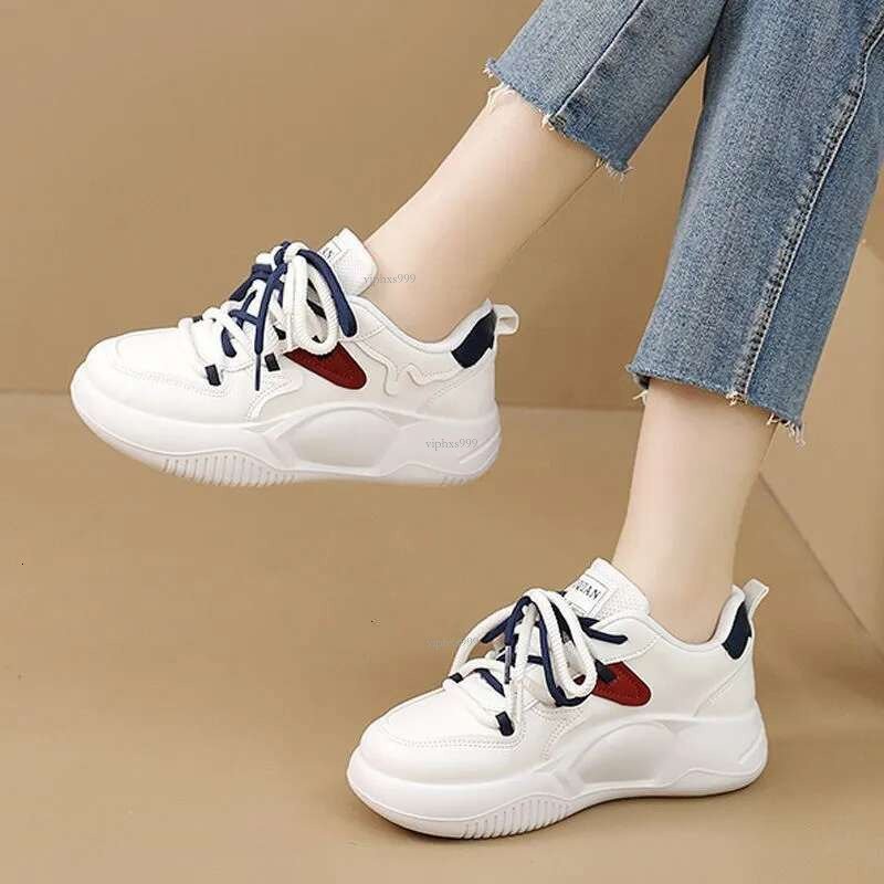 New Free Shipping Designer Shoes Real Leather Thick Soled Versatile White Women's Ins Dad 2025 Spring Shoes Sports Shoes
