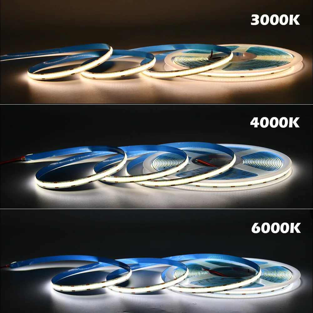 DC12V 24V COB LED Dimmable Strip Light 312 LEDs/m High Density Flexible Tape Strip RA90 3000K 4000K 6000K for Room Decor Lights W251112
