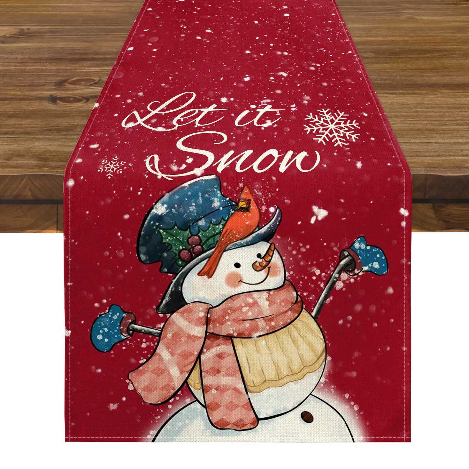 Christmas Let it Snow Table Runner Printed Winter Table Decoration Christmas Table Flag Festival Decoration Christmas Table Decoration Y251113