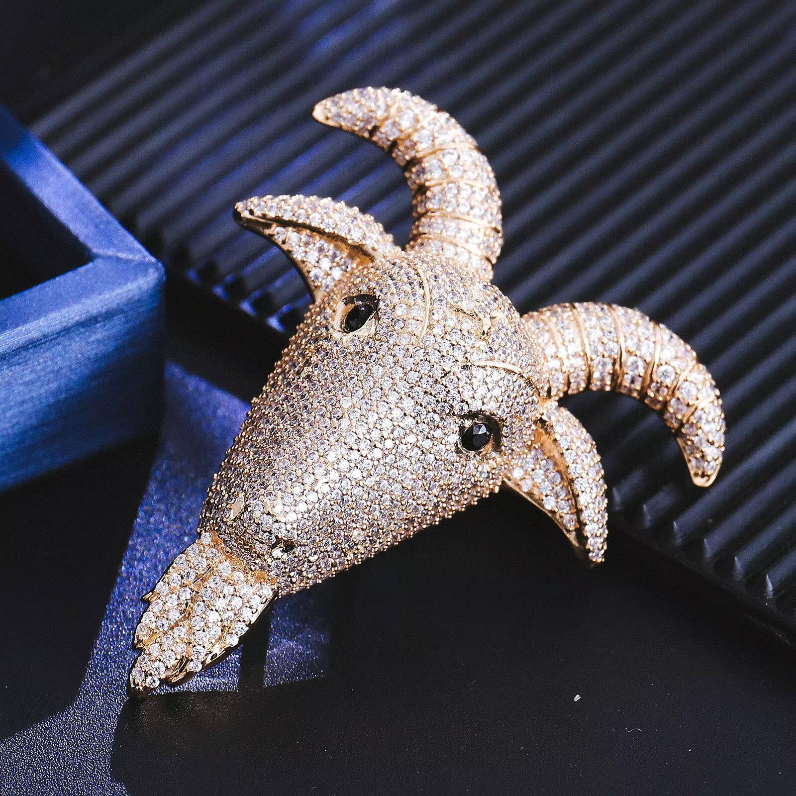 Goat Animal Pattern Hip Hop Pendant 925 Silver Gold Plated Moissanite Iced Out Jewelry Fashion Pendants Charms