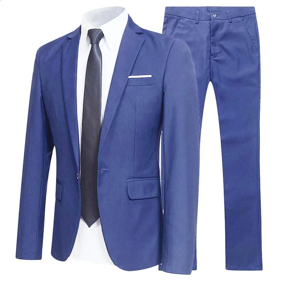 2PCSSET Men Suit Blazer Slim Fit Tuxedo Jacket Coat And Pants Set Formal Party Business Suit Outwear 250409
