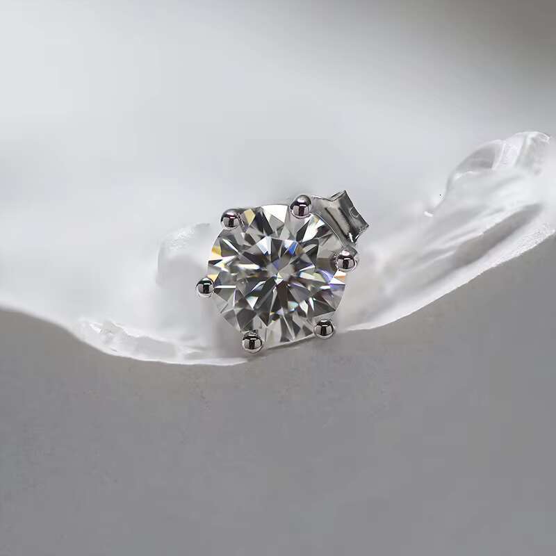Paston Jewelry Live Show Benefit Product Wholesale 925 Silver Moissanite 1ct 2ct 3ct 4ct Round Earrings Studs Ready to Ship