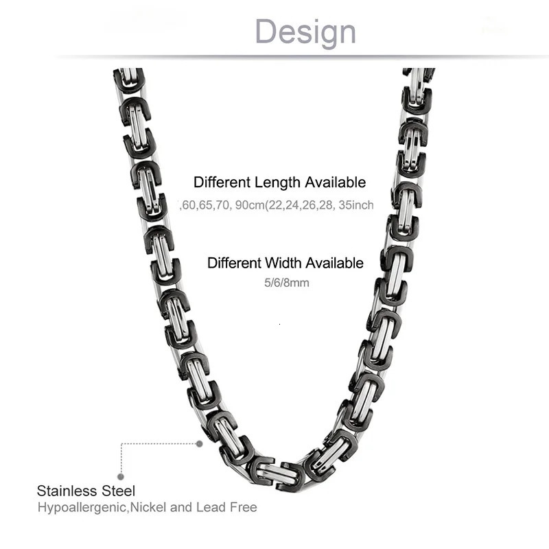 Men Stainless Steel Link Chains Necklace Multicolor Byzantine Strong Heavy Long Chain Necklaces Hip Hop man Punk Jewelry 251110