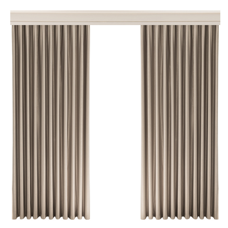 T0367 curtain fabric new high-precision thickened blackout light luxury jacquard customized milk tea color curtain finished product