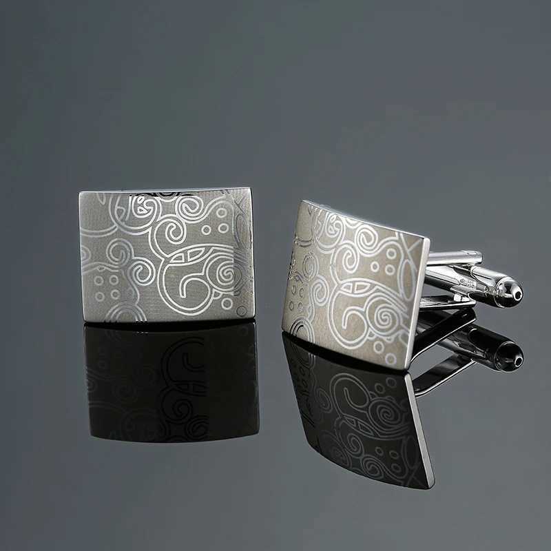 High quality hand polished laser metal cufflinks in gold silver black smooth textured cuffs French mens cufflinksT250412
