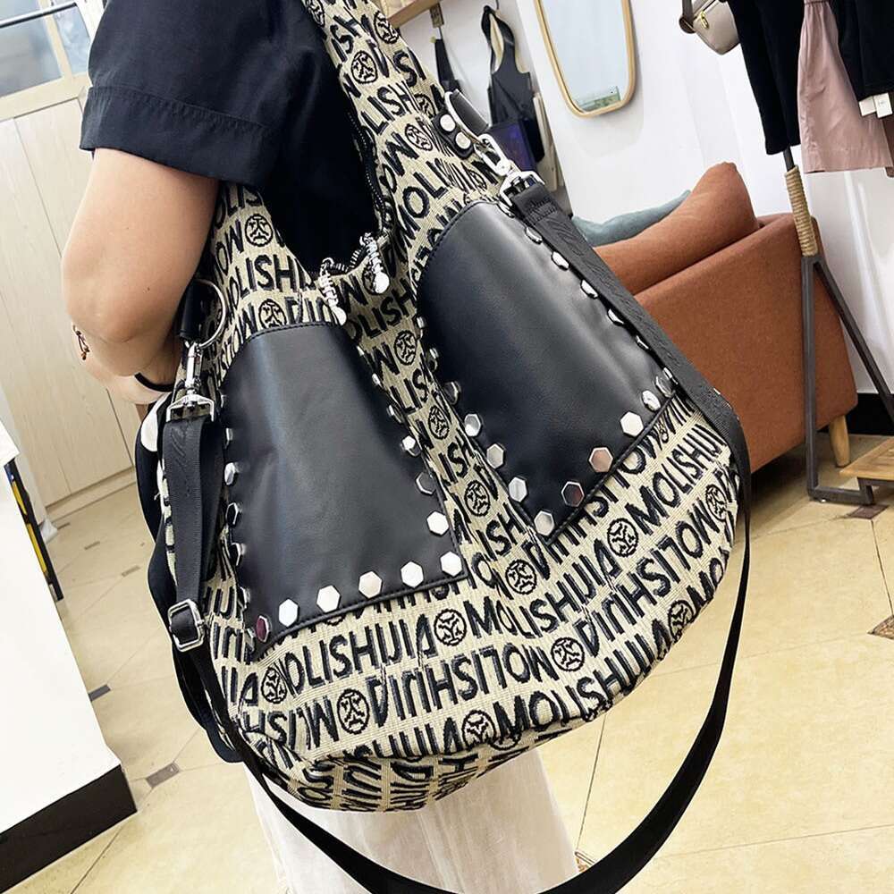 Backpack Jasmine Fashion Family Counter Leather Trendy Personalized Big with Rivet New Large Capacity Letter Shoulder Bag