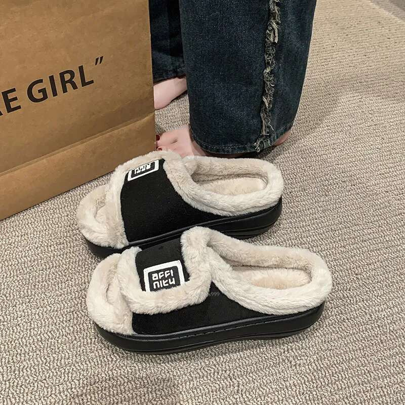 New Free Shipping Designer Shoes Hairy For Women's Outdoor Wear Autumn And Winter Indoor Home Internet Celebrity Instagram Style Thick Bottom Plu