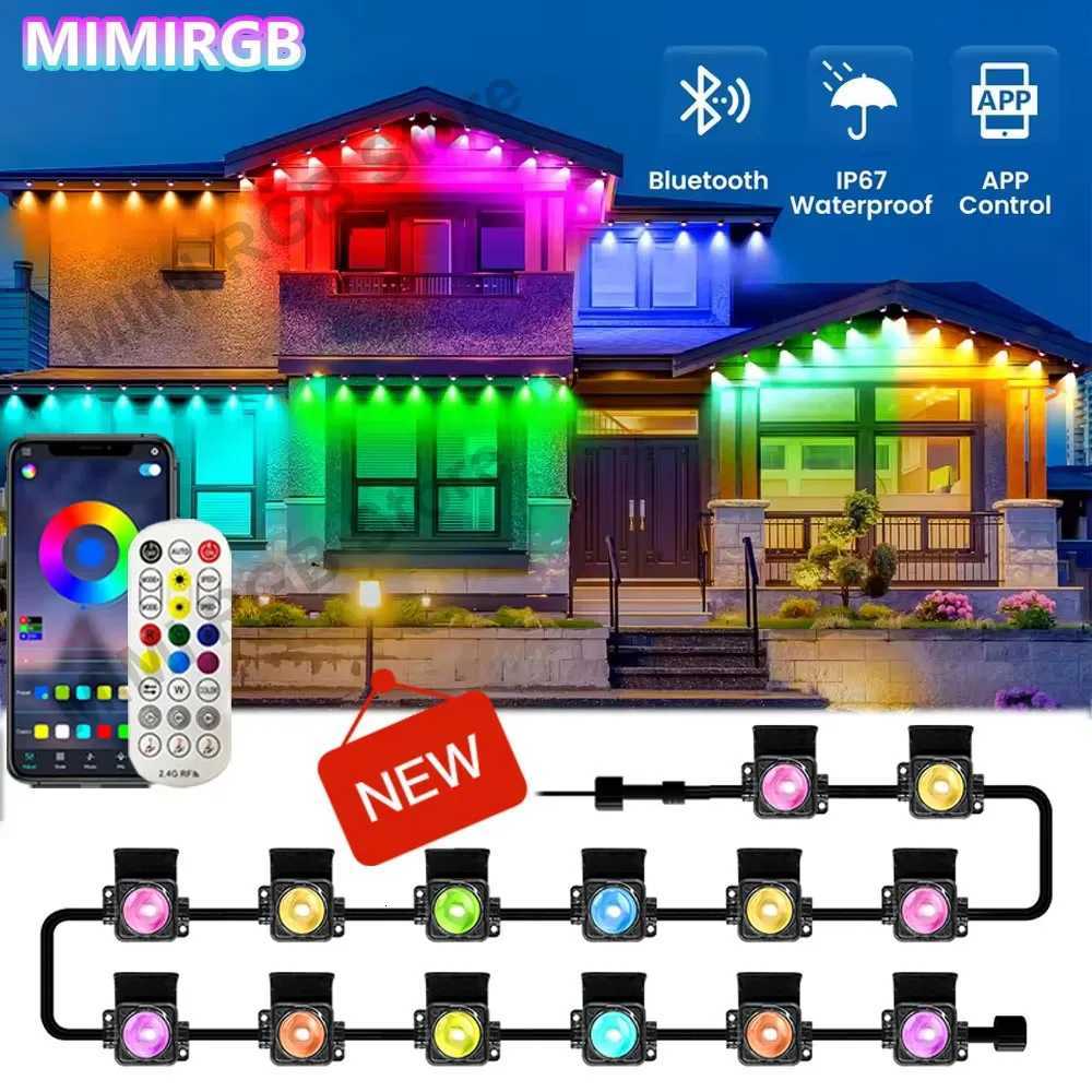 New Black RGB Eaves LED Lights Permanent Outdoor Lights String APP Bluetooth Light Strip Scene Modes House Party Wedding Light W251112